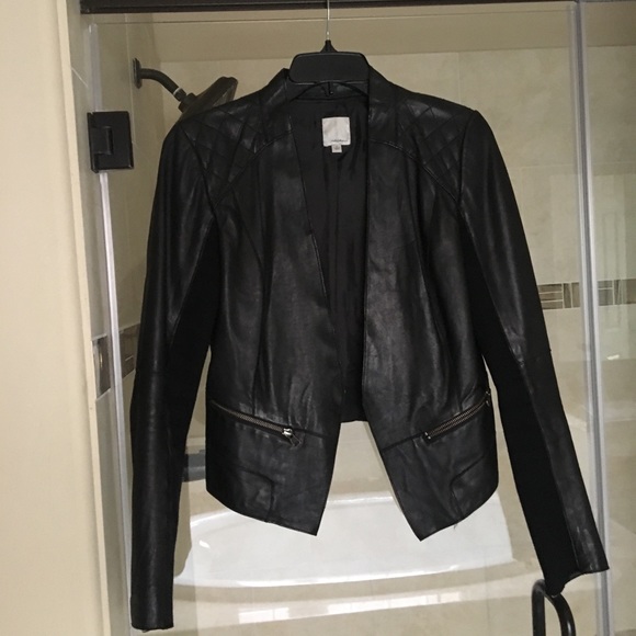 halogen black leather jacket